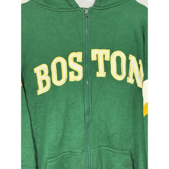 Vintage Boston Green Yellow Full Zip Hoodie Men’s XL Retro Varsity Jacket - Picture 3 of 11